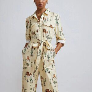 KITRI Beige Jumpsuit with Cactus Print - UK 10
